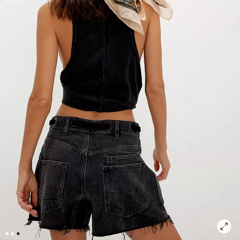 Women’s Black Denim Drawstring Shorts